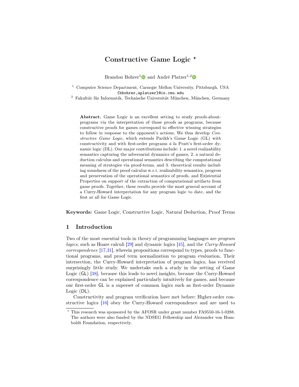 Constructive Game Logic ⋆