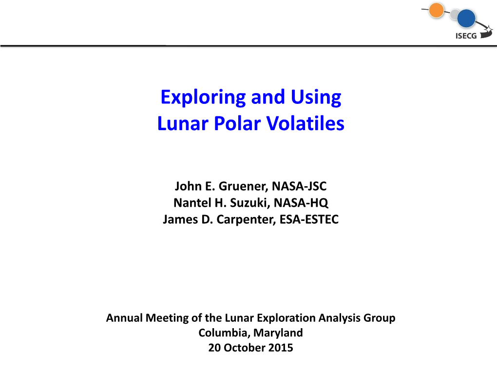 International Coordination of Lunar Polar Volatiles Exploration