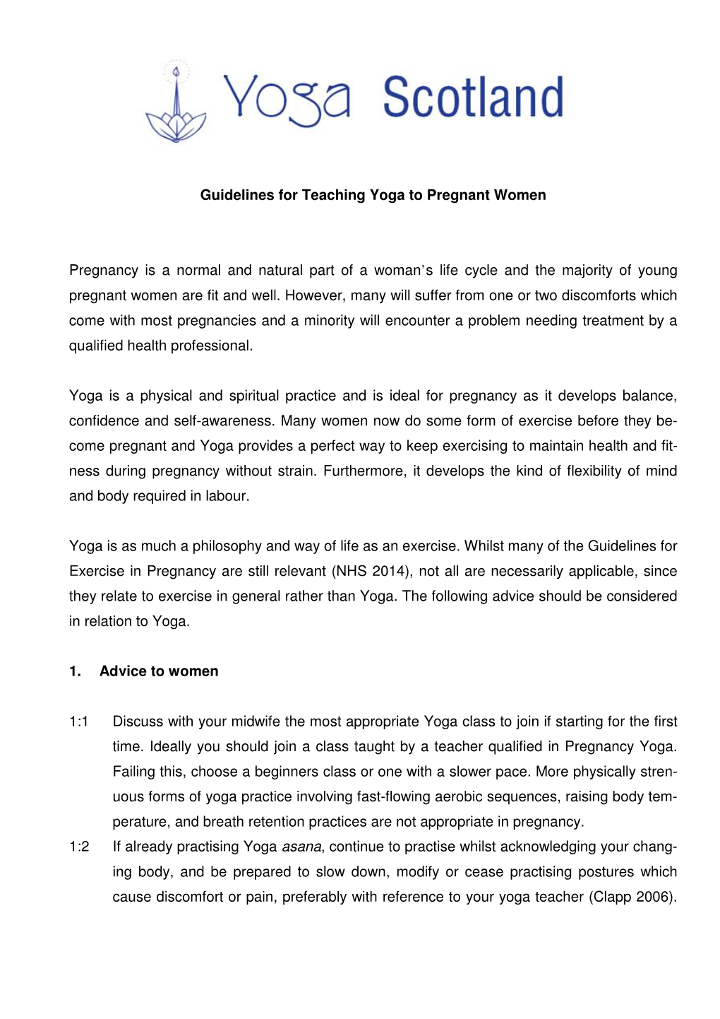 Guidelines for Teaching Yoga to Pregnant Women