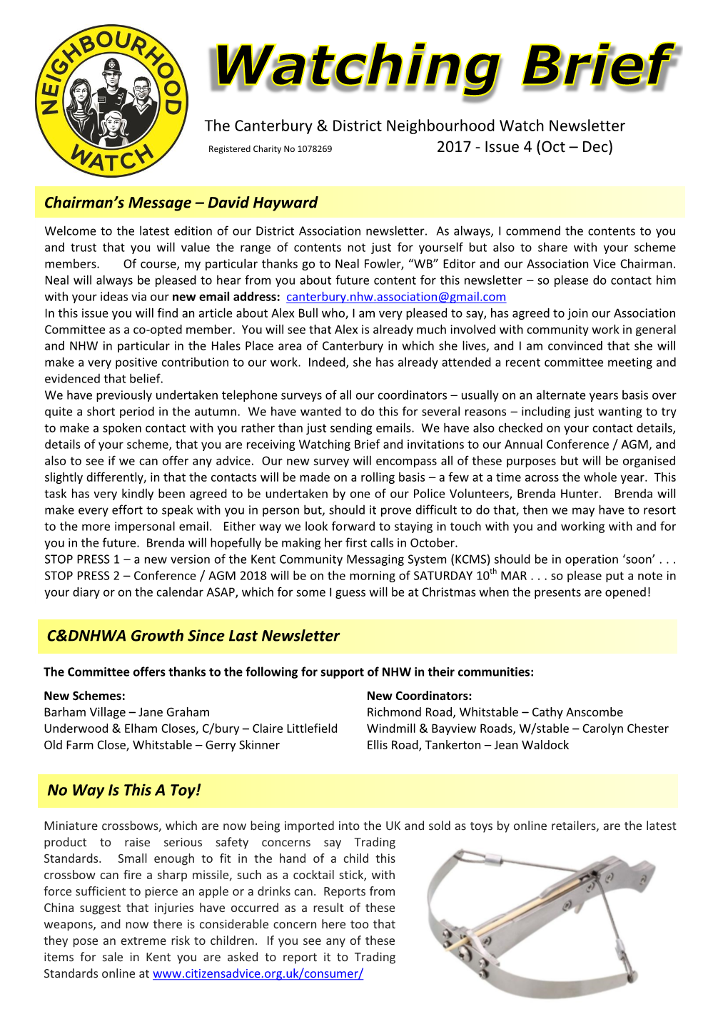 The Canterbury & District Neighbourhood Watch Newsletter