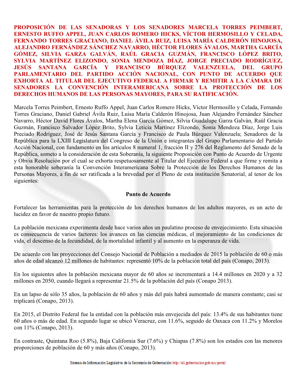 Proposición De Las Senadoras Y Los Senadores Marcela