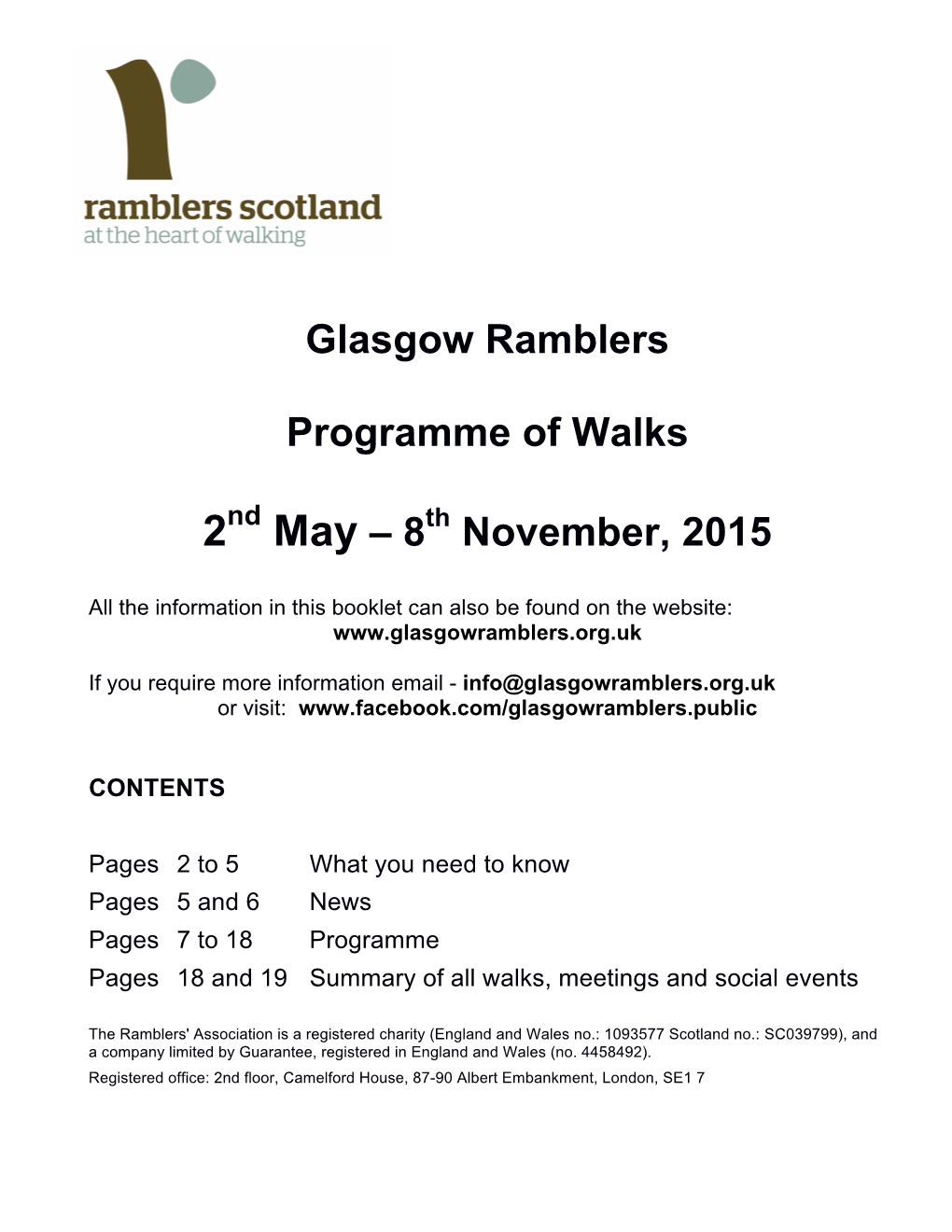 Glasgow Ramblers Programme of Walks May – 8 November, 2015