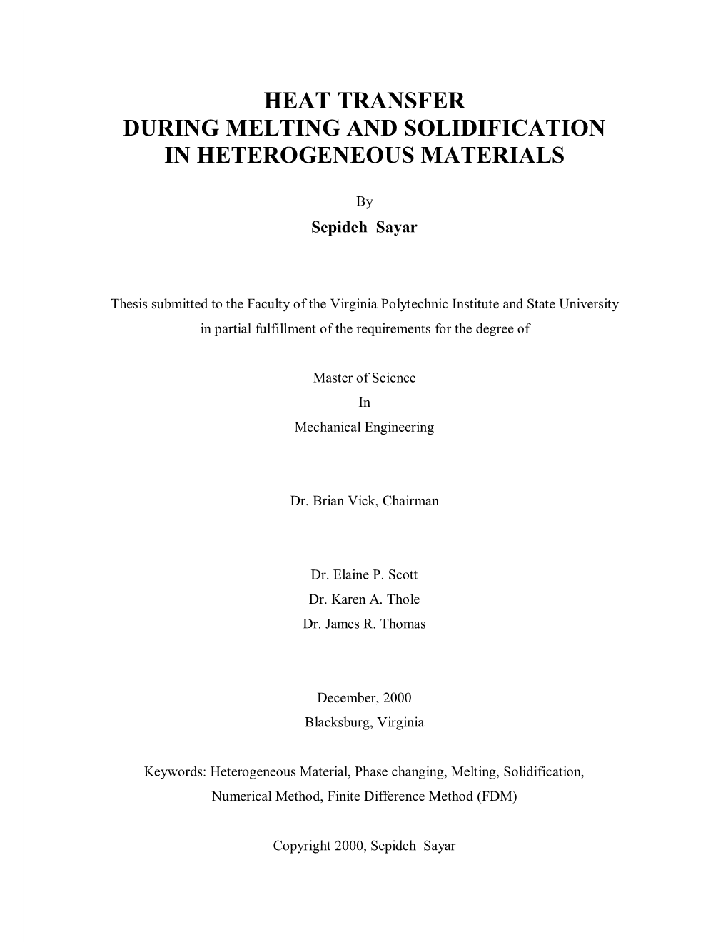 Heat Transfer During Melting and Solidification in Heterogeneous Materials