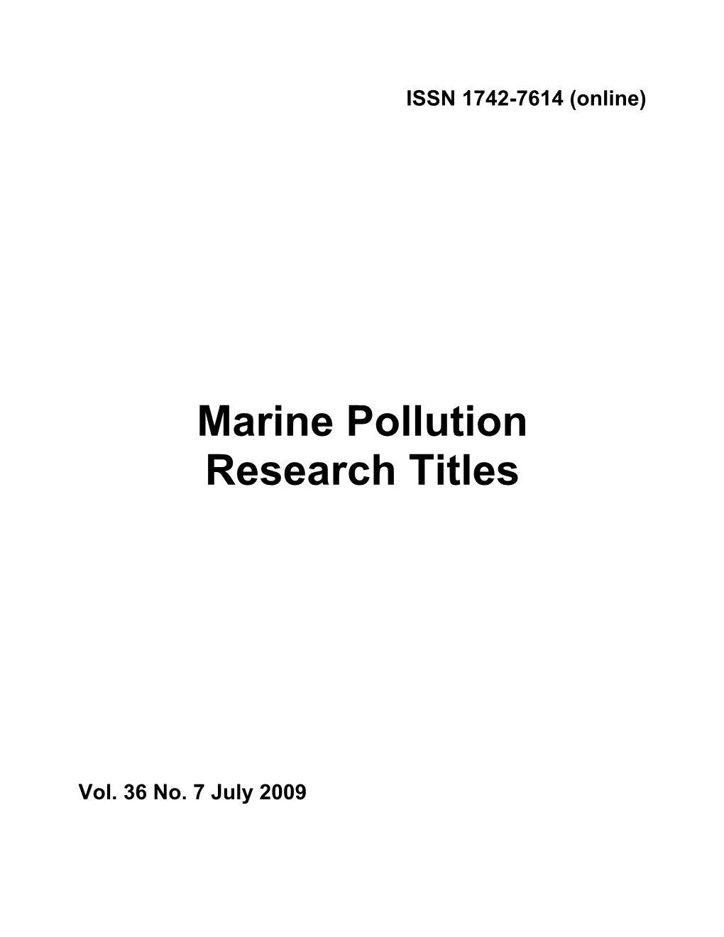 Marine Pollution Research Titles
