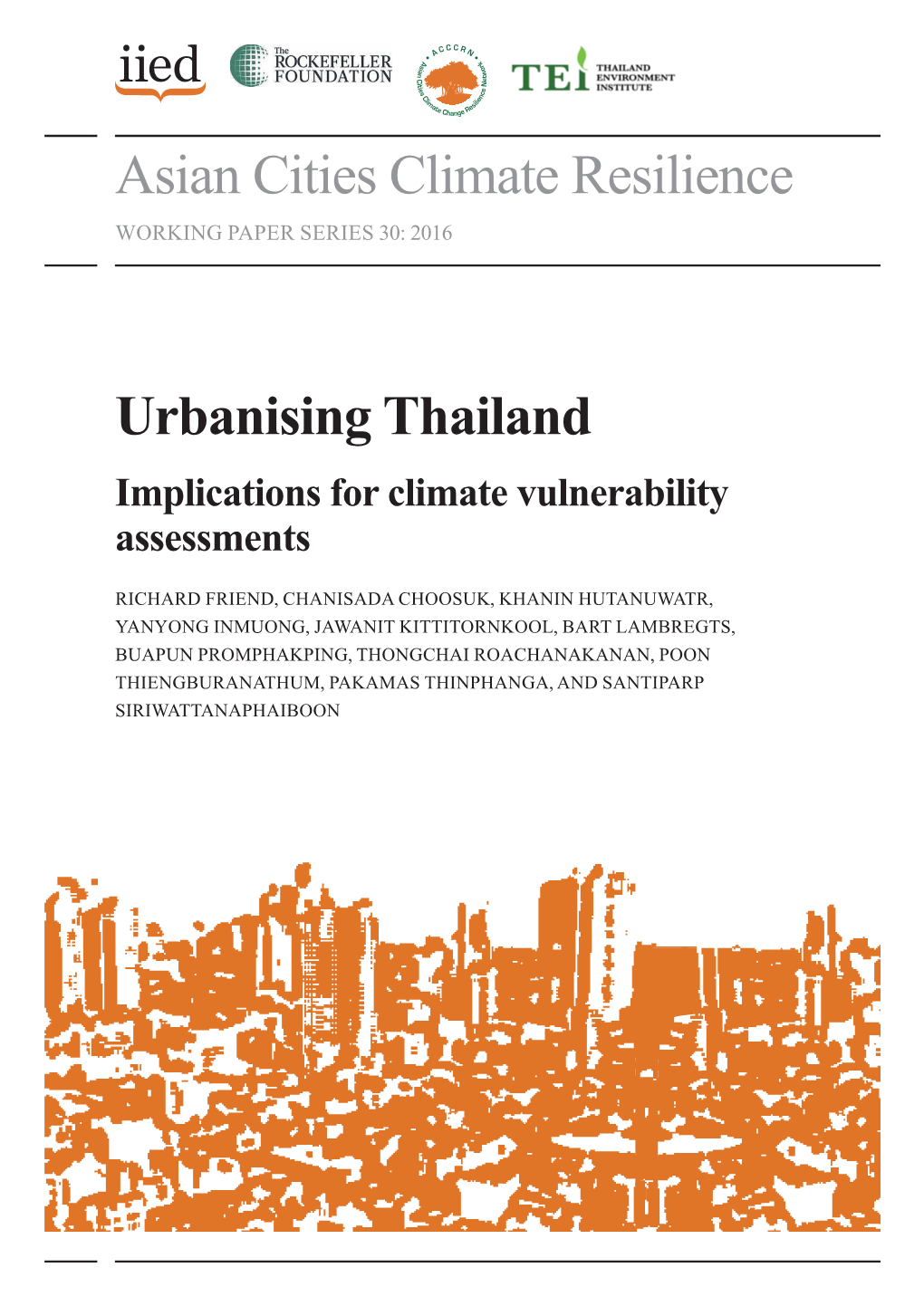 Asian Cities Climate Resilience Urbanising Thailand