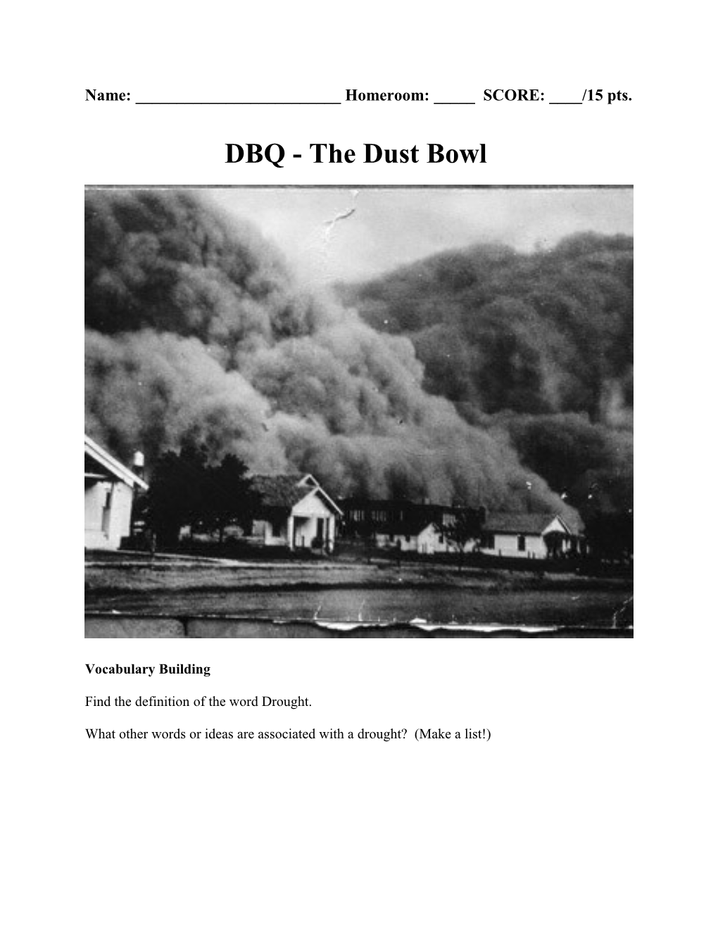 The Dust Bowl Document Based Question
