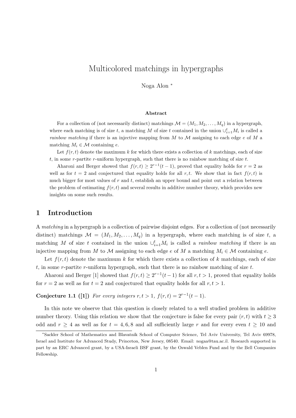 Multicolored Matchings in Hypergraphs, Moscow Journal Of