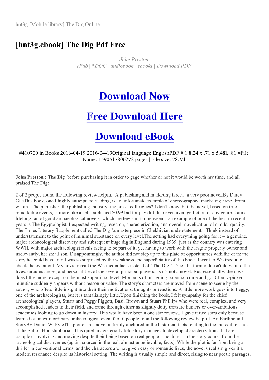 [Hnt3g.Ebook] the Dig Pdf Free