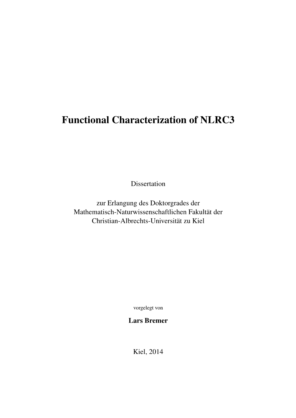 Functional Characterization of NLRC3