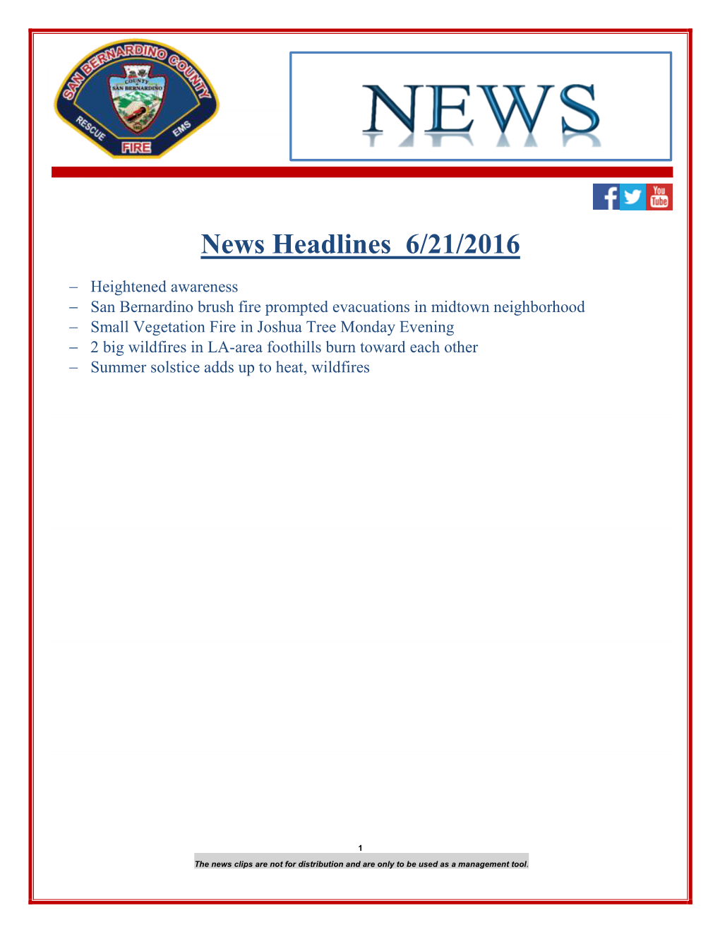 News Headlines 6/21/2016