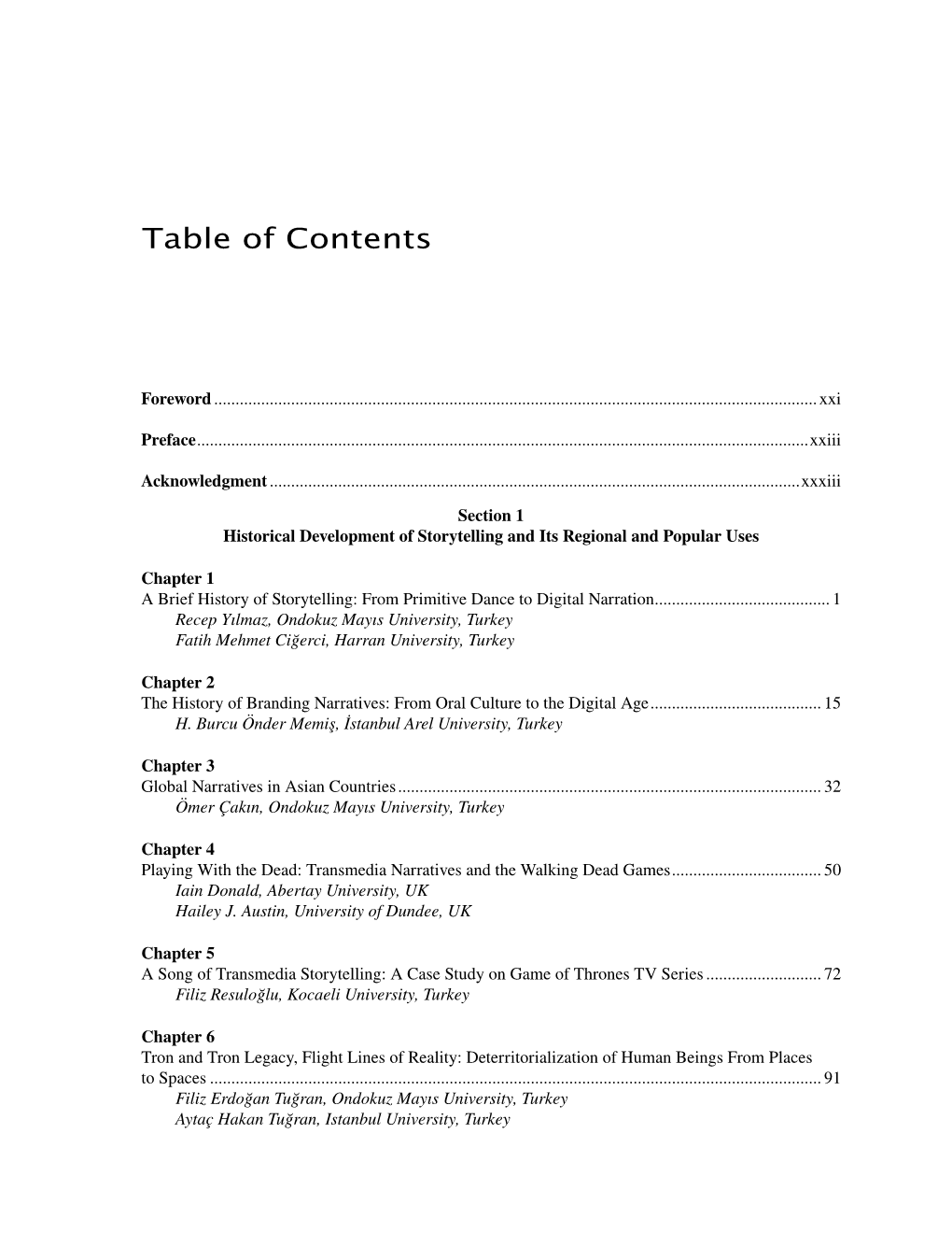 Table of Contents