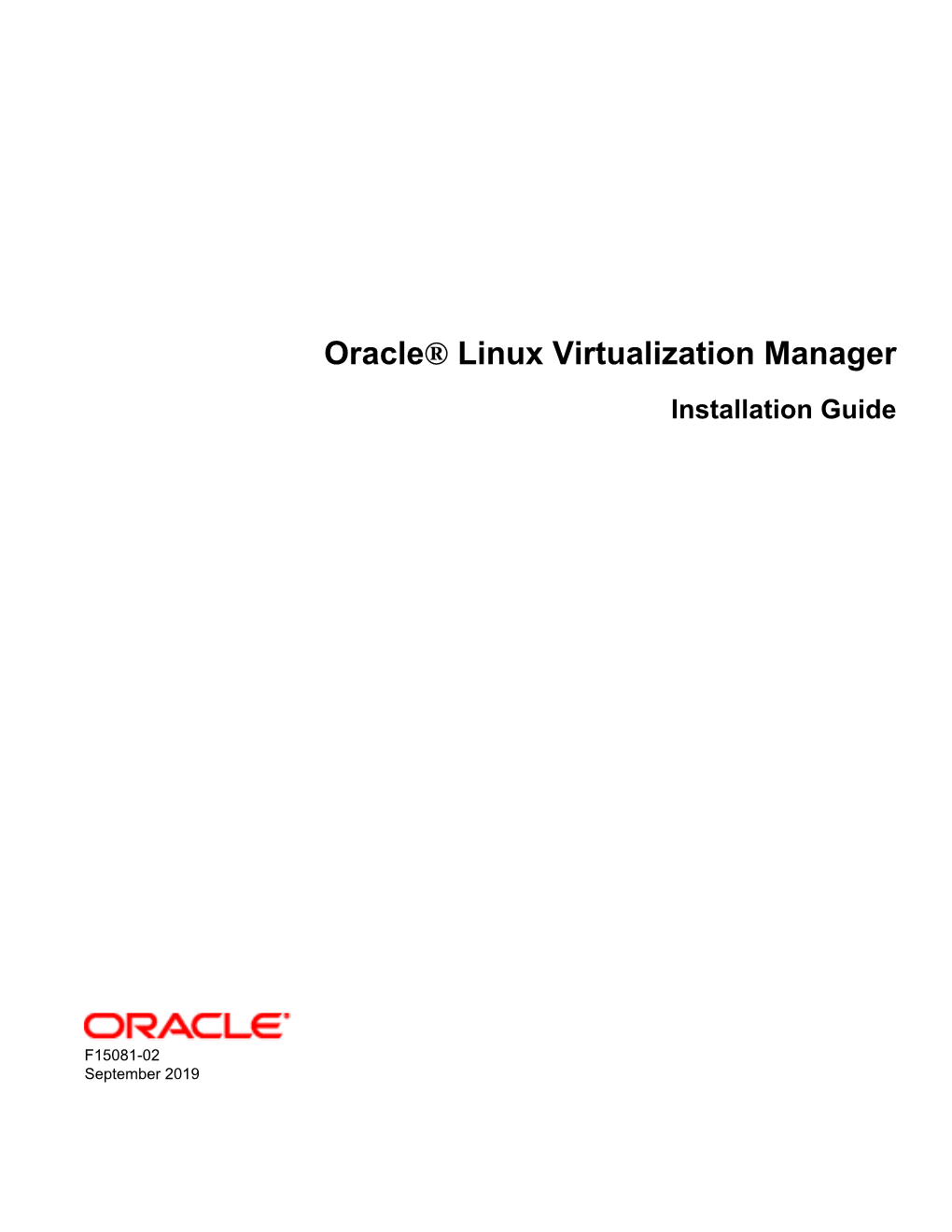Oracle® Linux Virtualization Manager Installation Guide