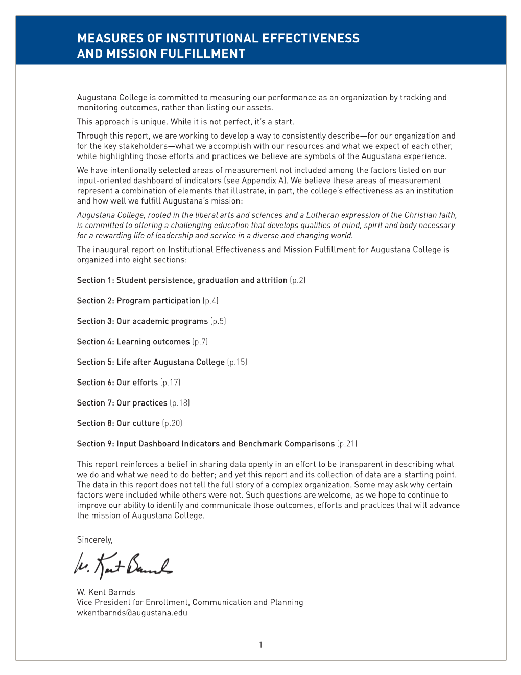 2012 Measures of Institutional Effectiveness and Mission Fulfillment