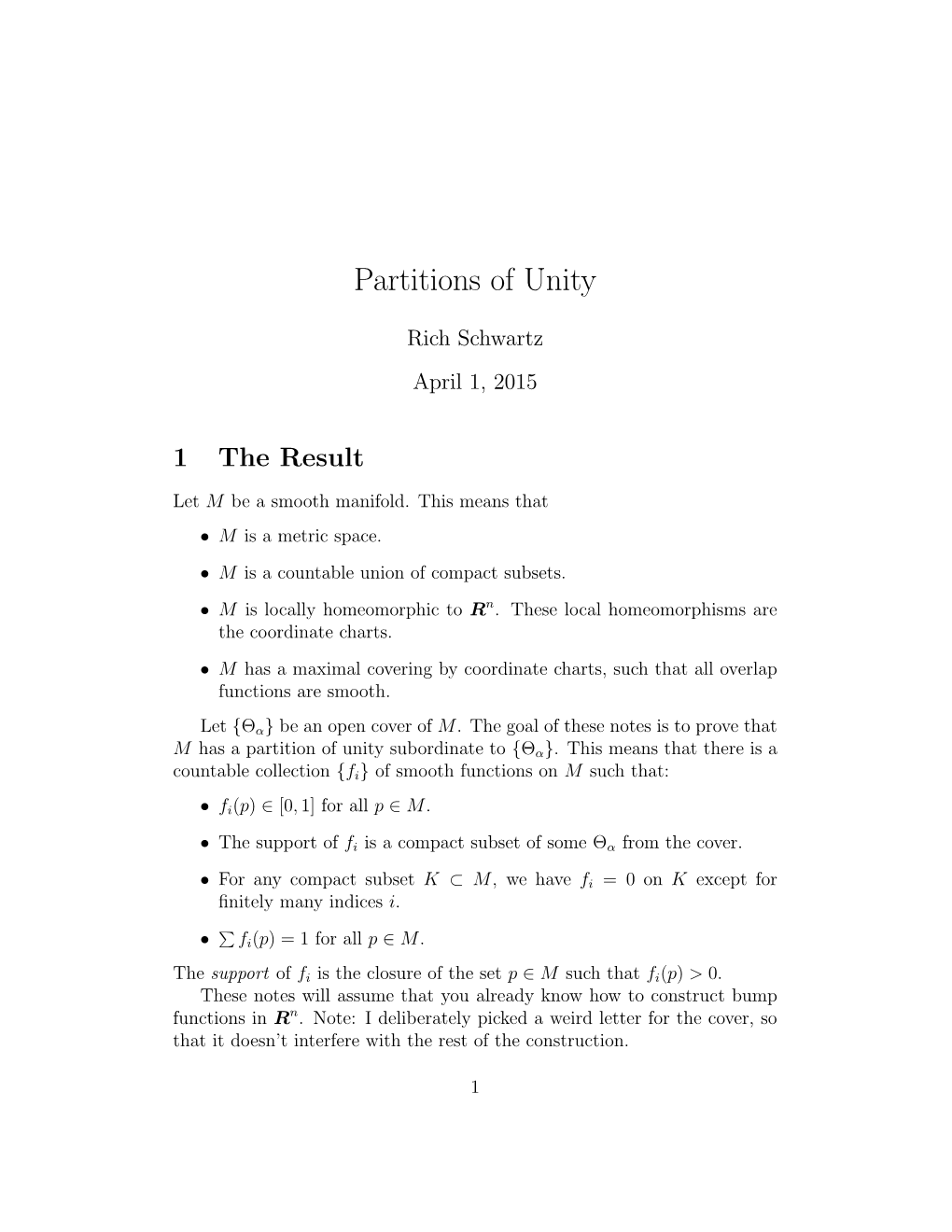 Partitions of Unity