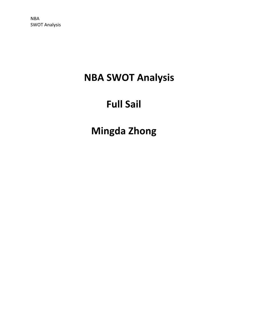 NBA SWOT Analysis Full Sail Mingda Zhong