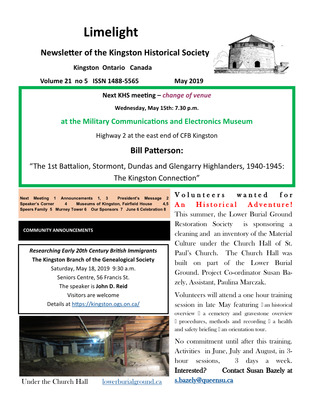 Limelight Newsletter of the Kingston Historical Society