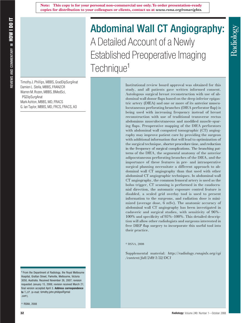 Abdominal Wall CT Angiography: HOWIDOIT