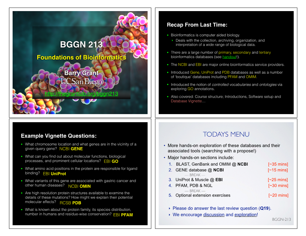 BGGN 213 Interpretation of a Wide Range of Biological Data