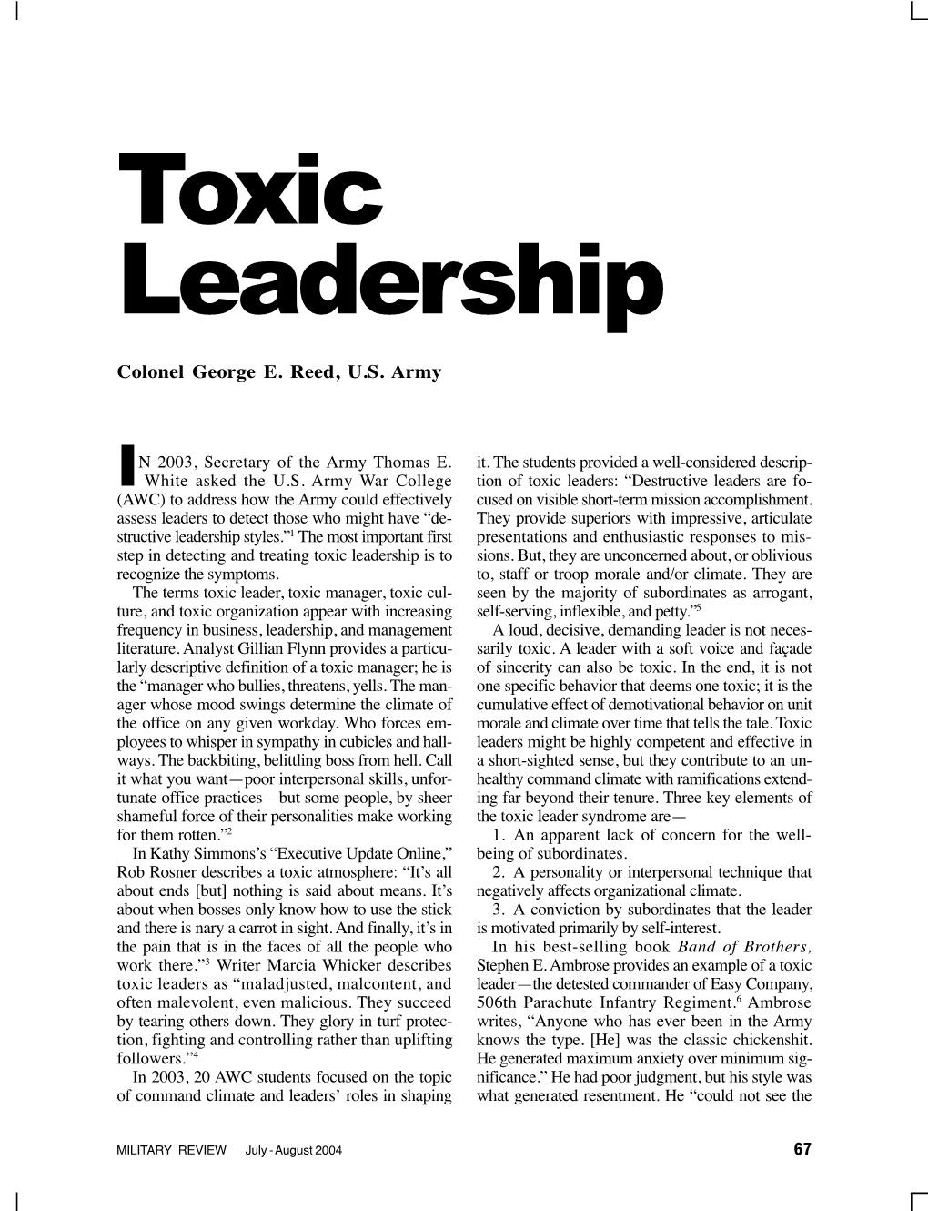 Toxic Leadership