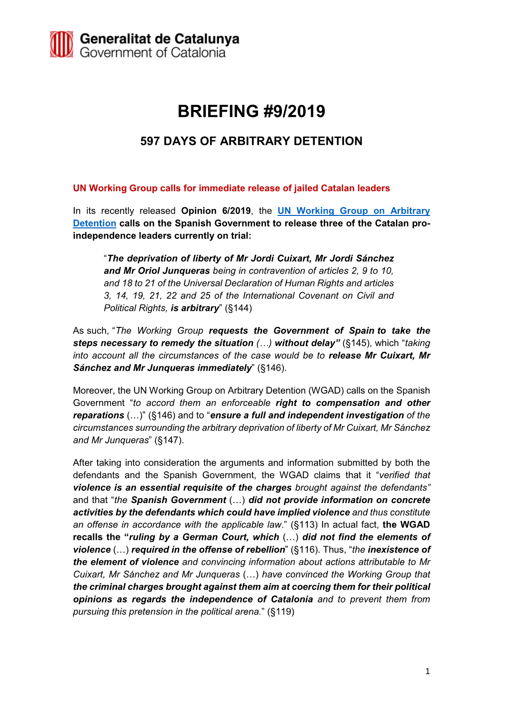 Briefing #9/2019