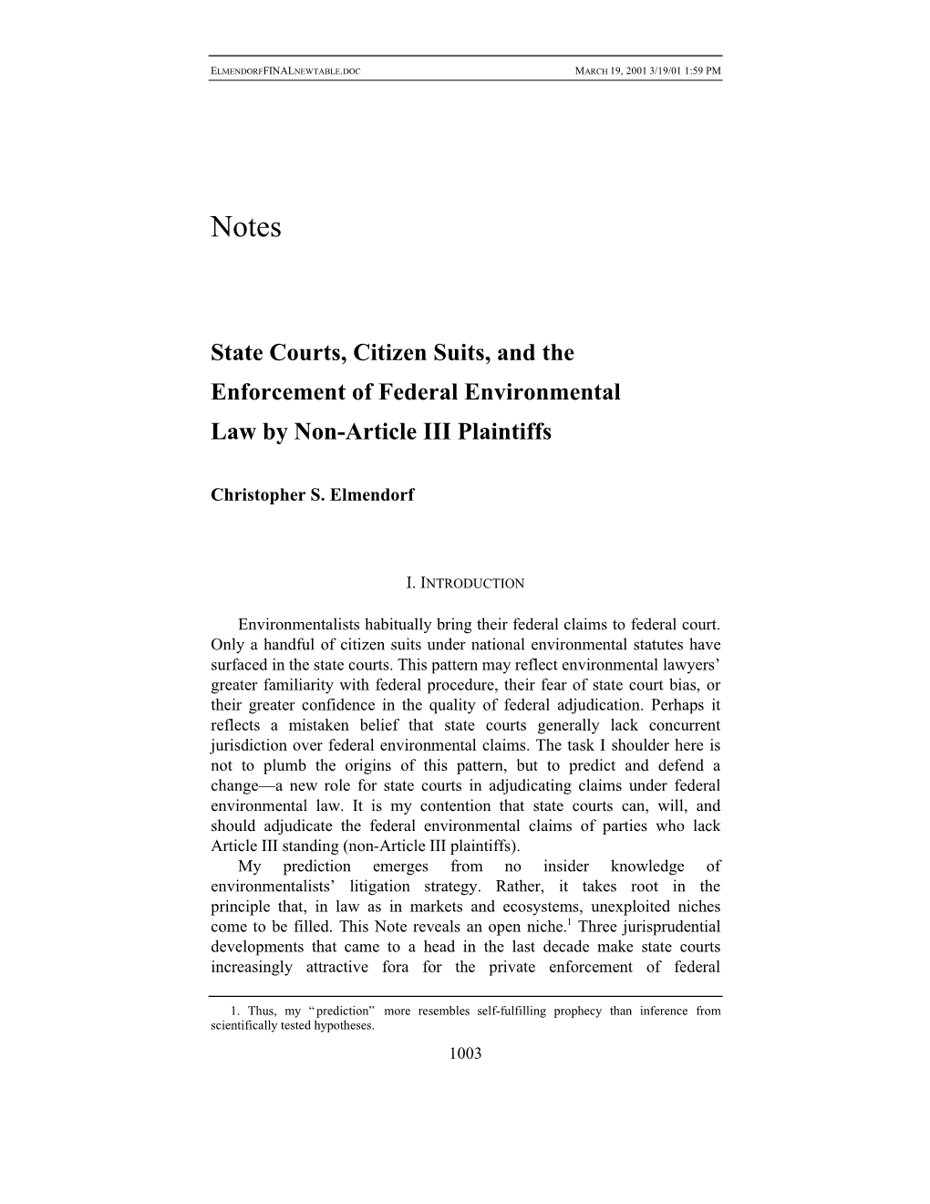 State Courts, Citizen Suits, and the Enforcement of Federal Environmental Law by Non-Article III Plaintiffs