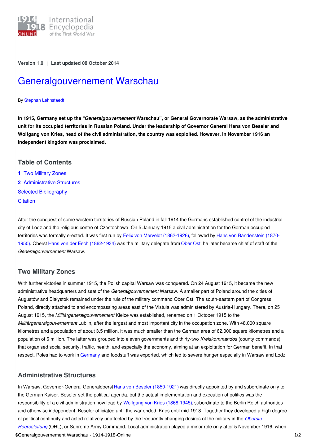 Generalgouvernement Warschau | International Encyclopedia of The