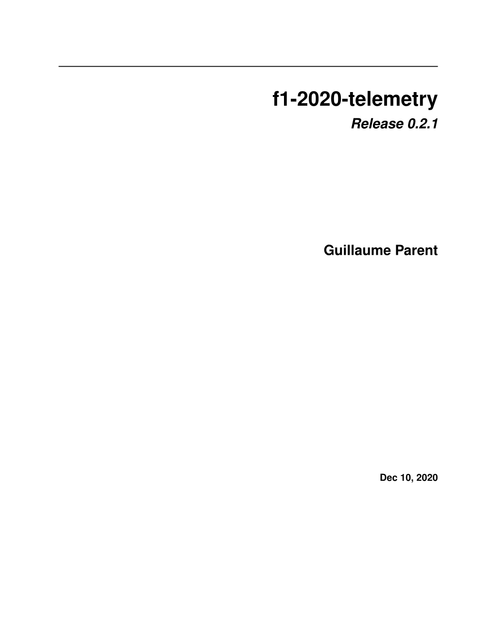 F1-2020-Telemetry Release 0.2.1