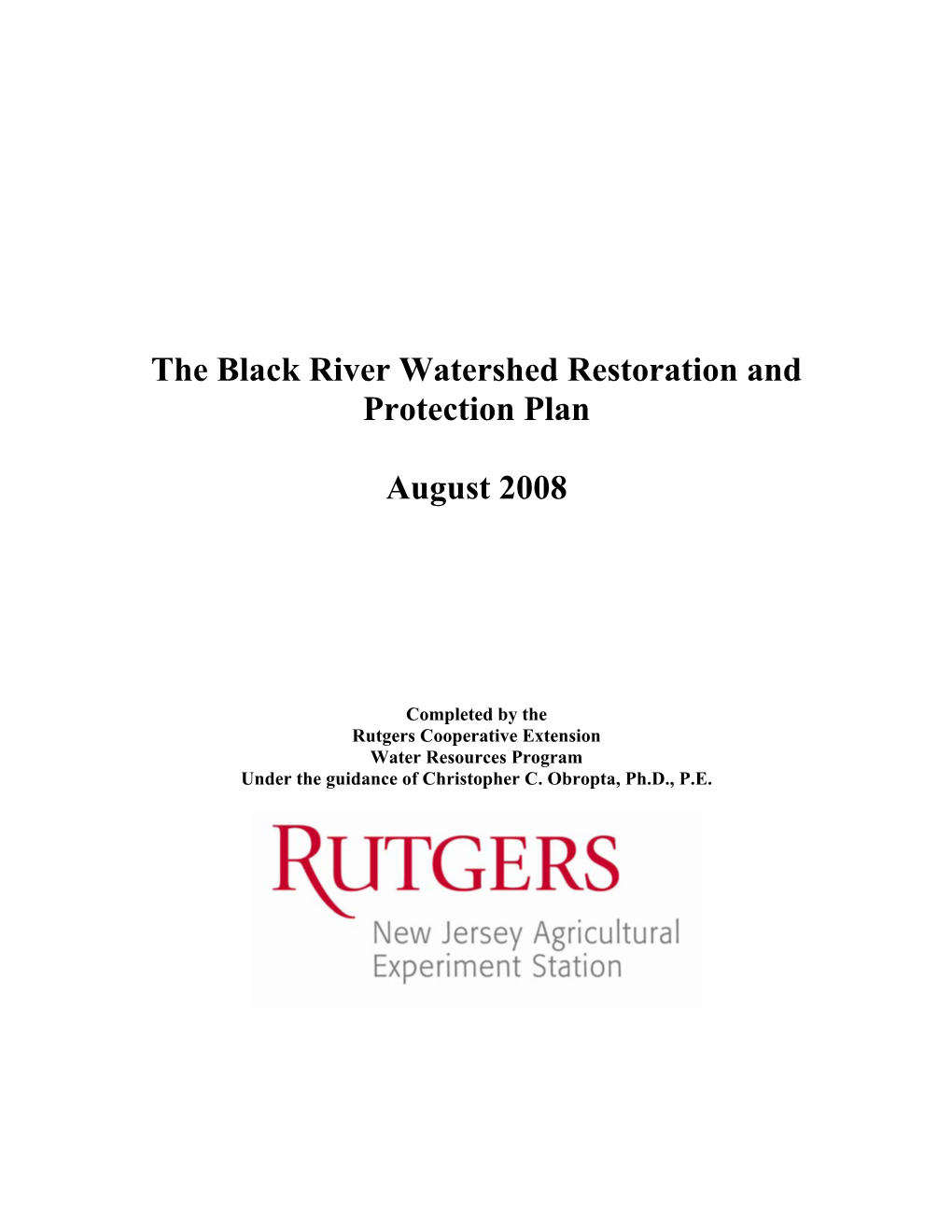 The Black River Watershed Restoration and Protection Plan