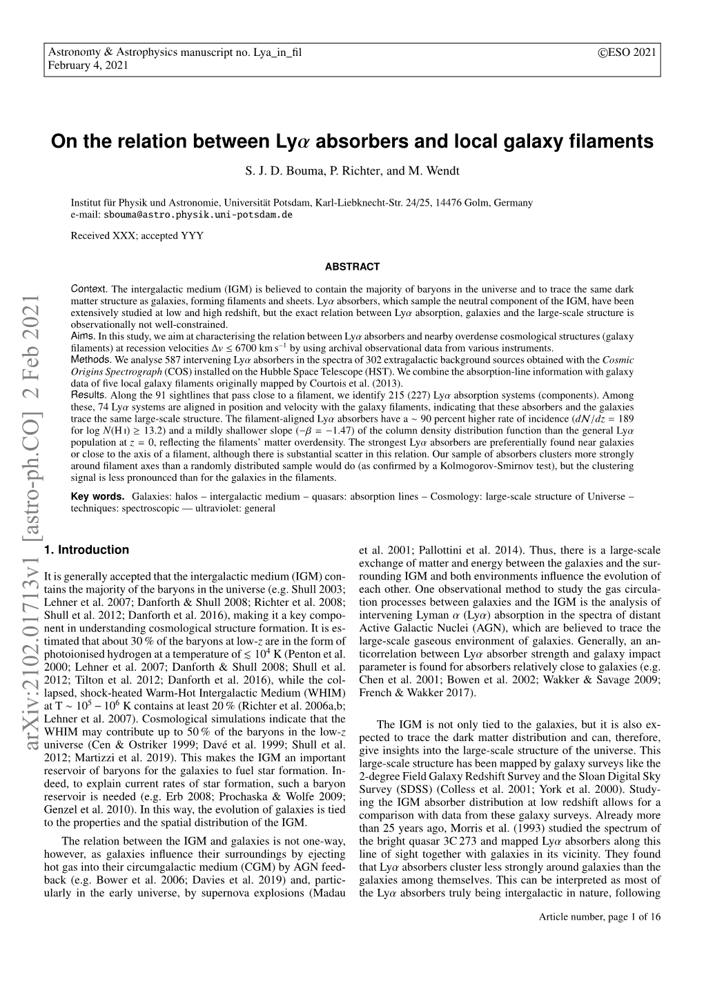 On the Relation Between Lya Absorbers and Local Galaxy Filaments