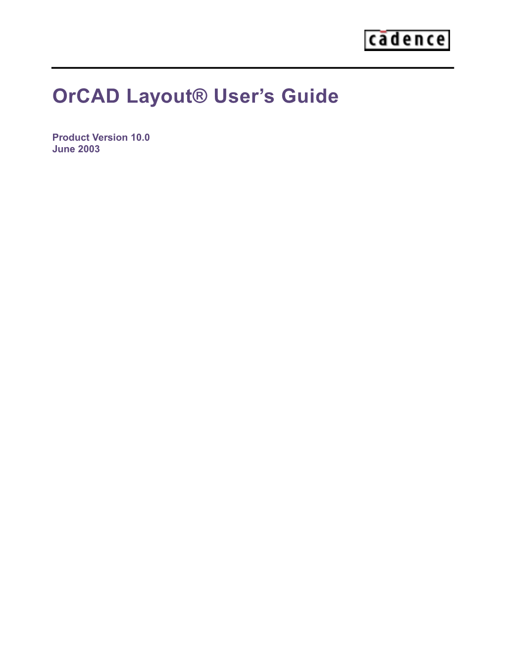 Orcad Layout® User's Guide