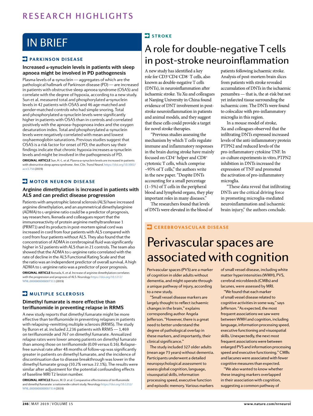 Perivascular Spaces Are Associated with Cognition