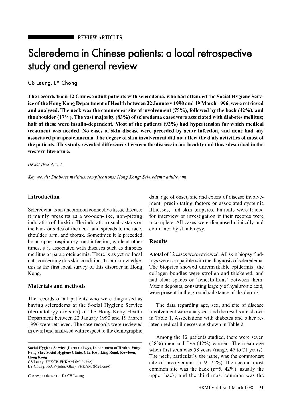 Scleredema in Chinese Patients: a Local Retrospective Study And