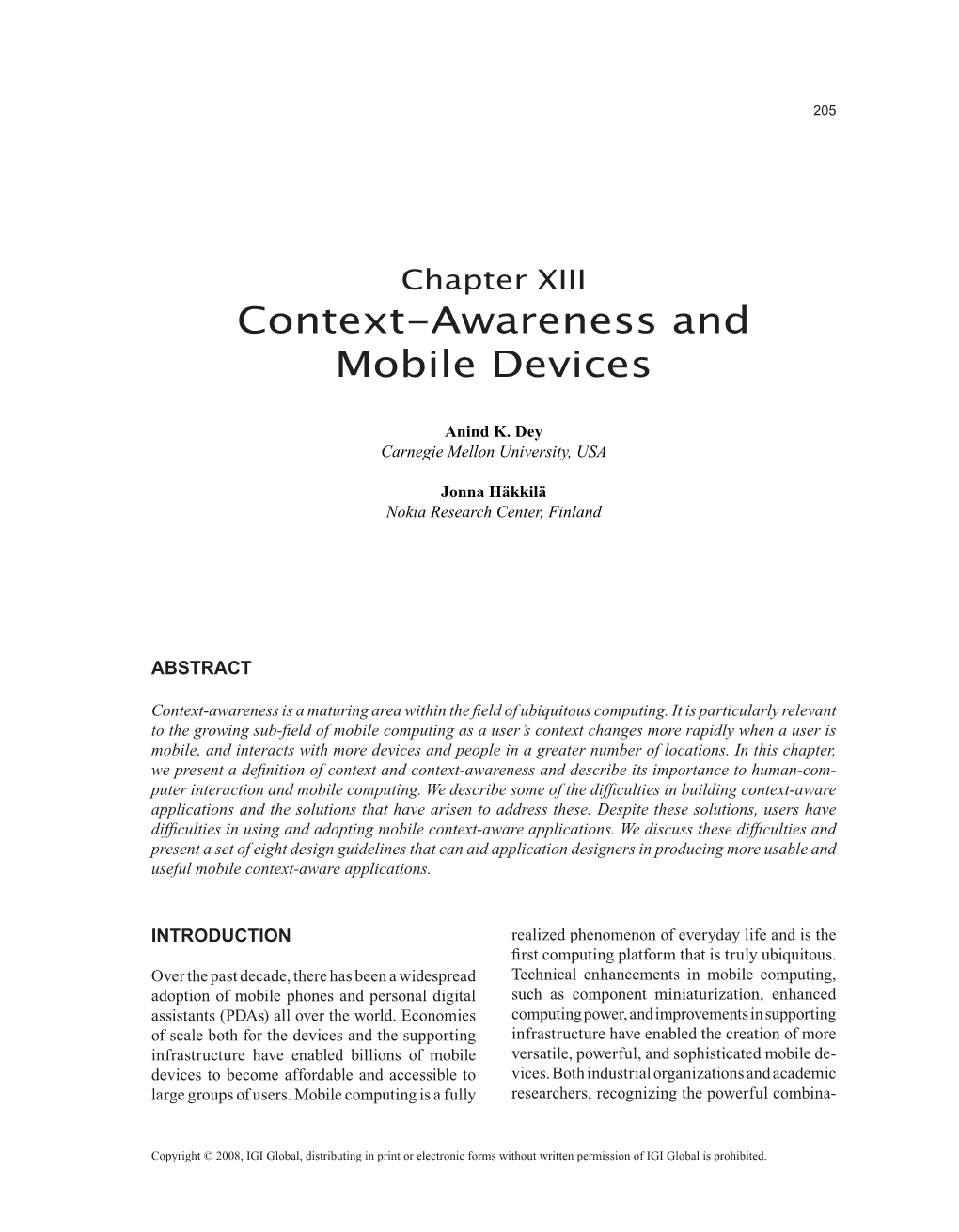 Context-Awareness and Mobile Devices