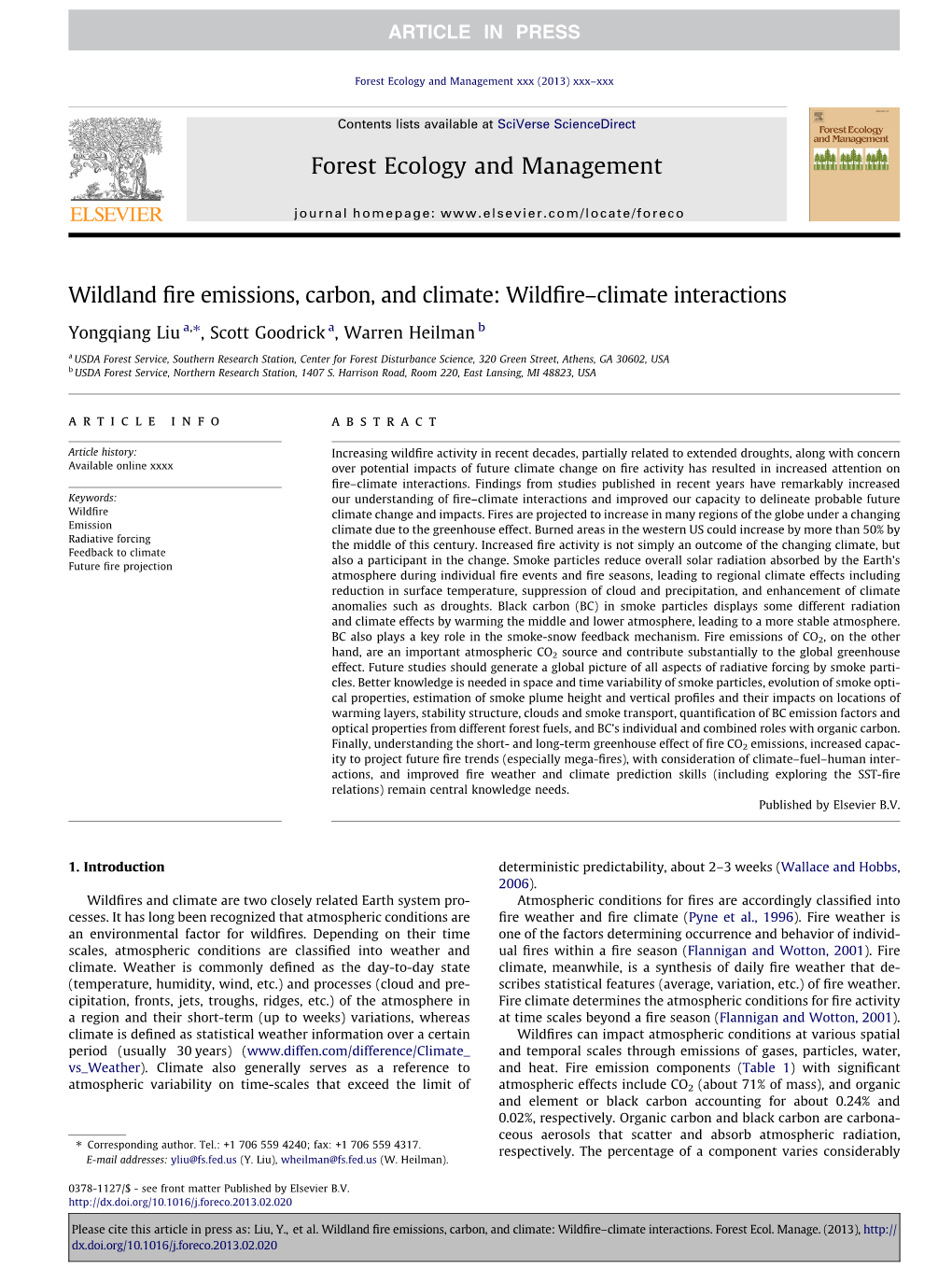 Wildland Fire Emissions, Carbon, and Climate: Wildfireв