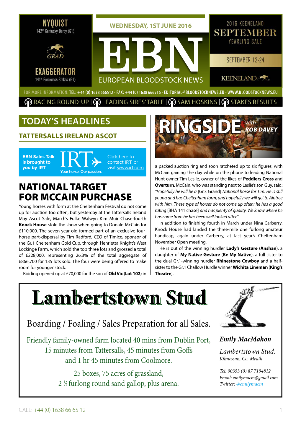 Ebn European Bloodstock News