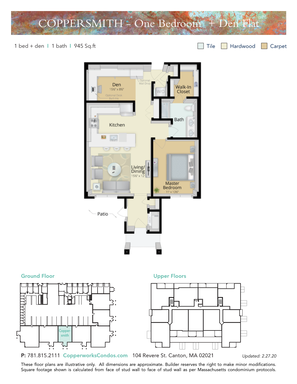 1 Bed + Den L 1 Bath 1 945 Sq.Ft