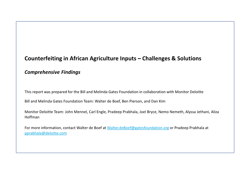 Counterfeiting in African Agriculture Inputs – Challenges & Solutions