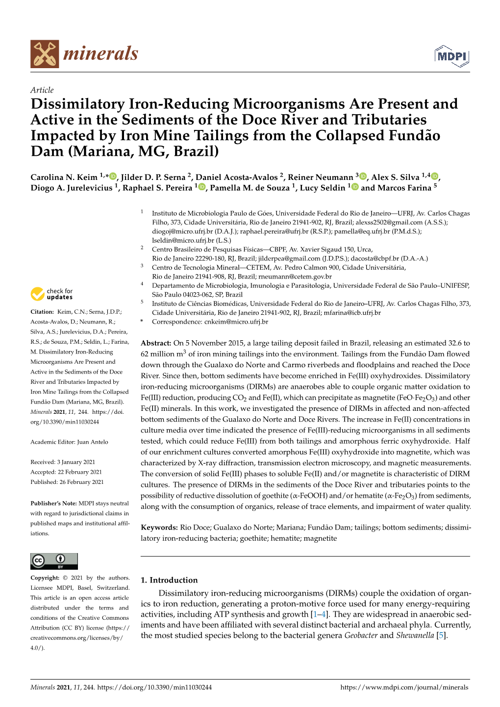 Dissimilatory Iron-Reducing Microorganisms Are Present And