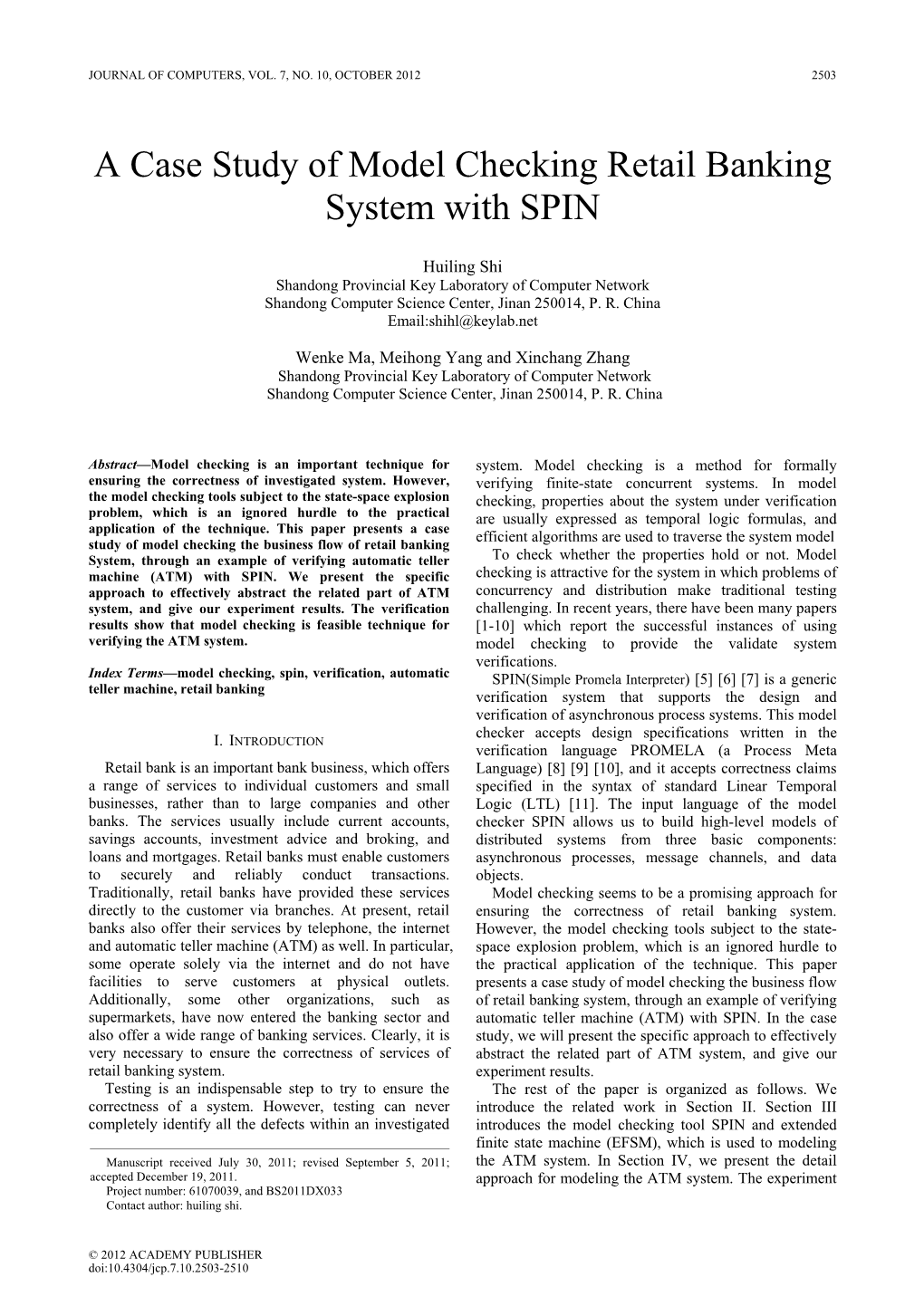 A Case Study of Model Checking Retail Banking System with SPIN