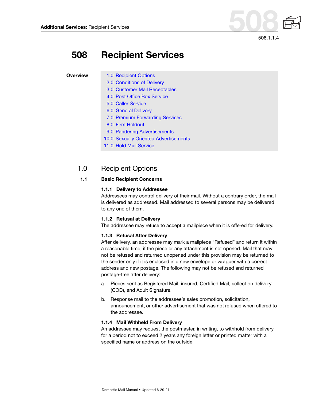 DMM 508 Recipient Services
