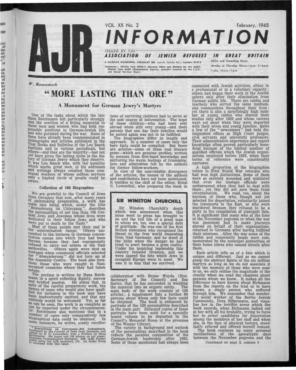 Information Issued by the Association of Jewish Refugees in Great Britain