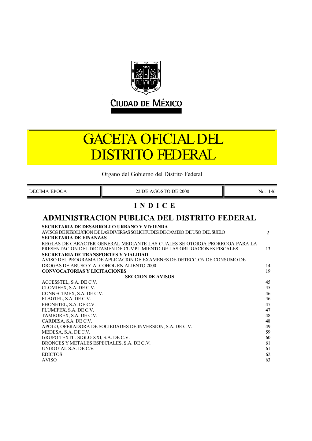 Gaceta Oficial Del Distrito Federal