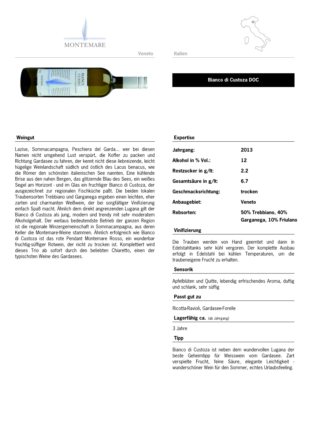 Veneto Italien Bianco Di Custoza DOC Weingut Lazise, Sommacampagna