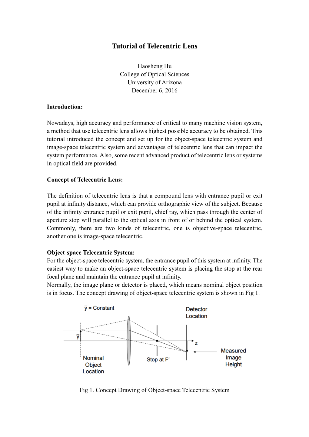 Tutorial of Telecentric Lens