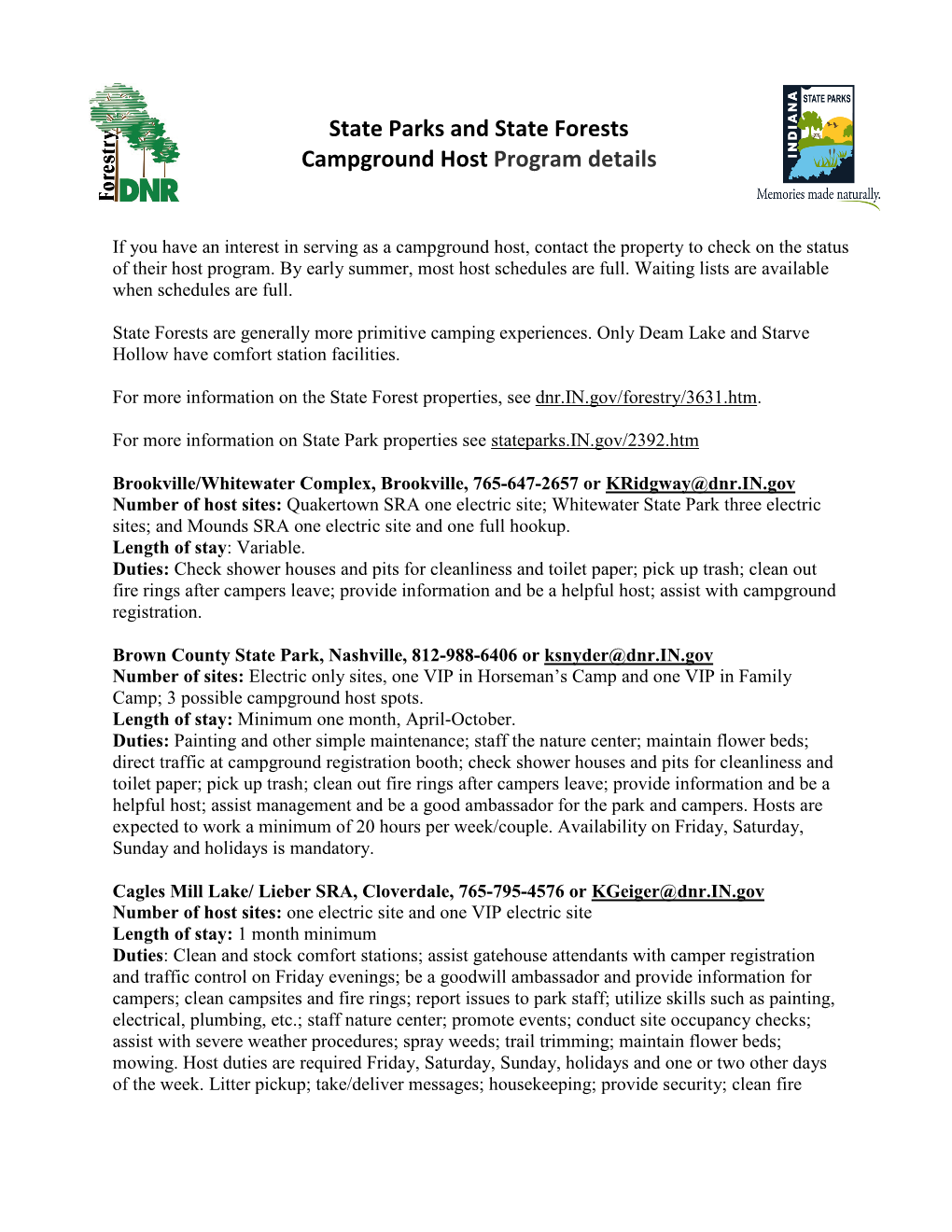 Campground Host Property Details