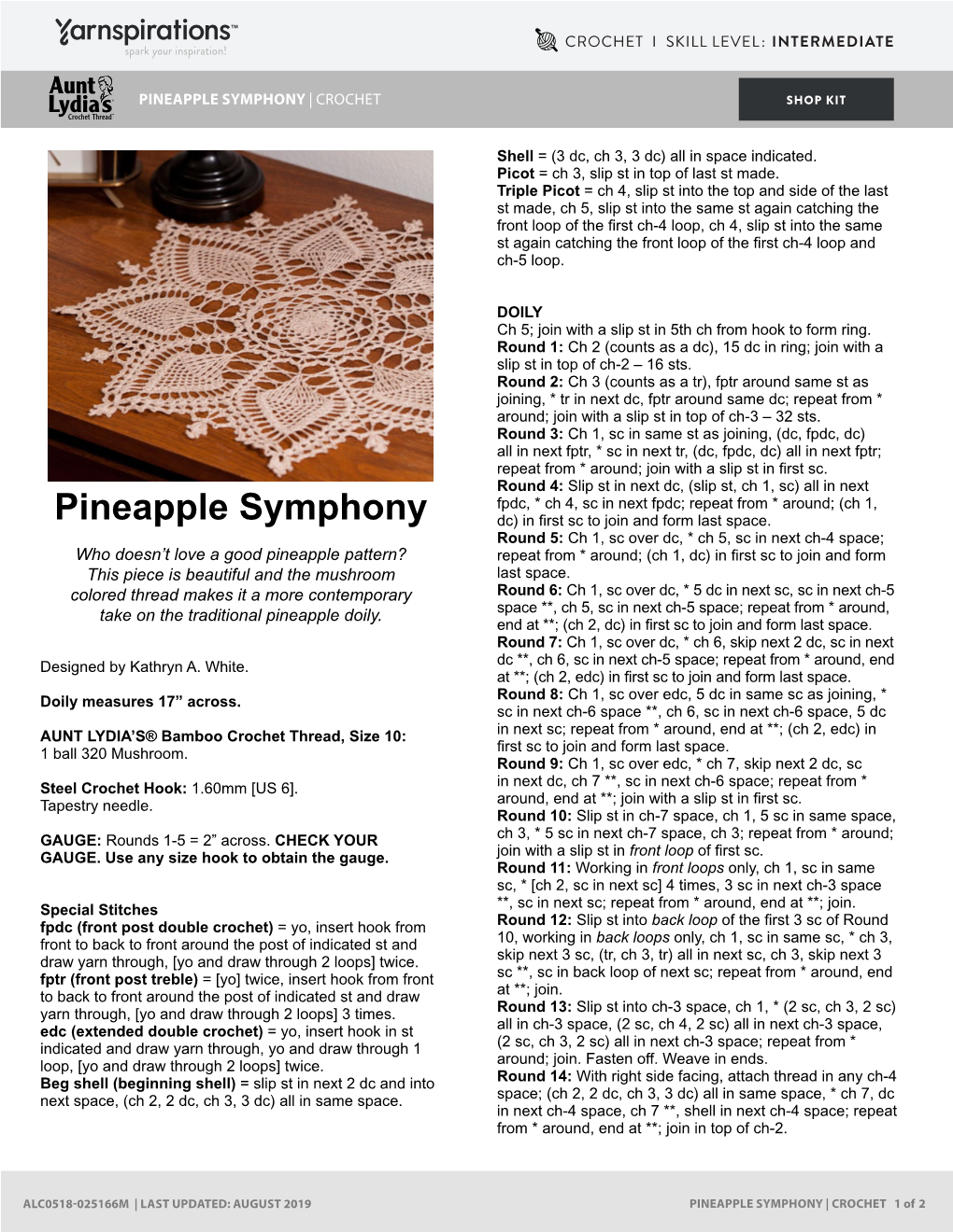 Download Aunt Lydia's Pineapple Symphony Free Pattern