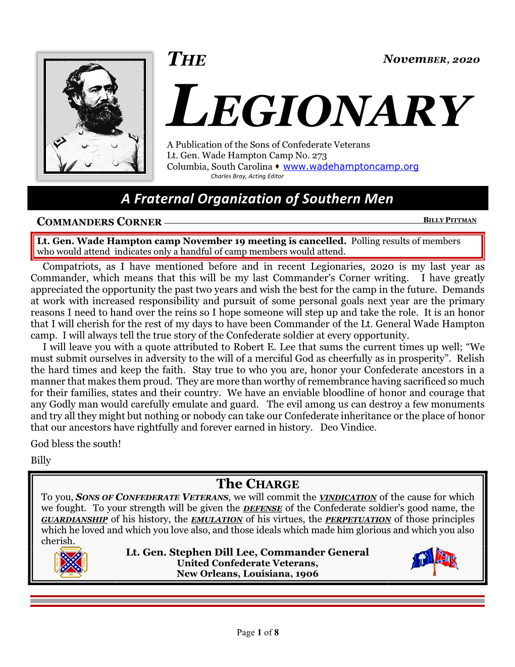 LEGIONARY a Publication of the Sons of Confederate Veterans Lt