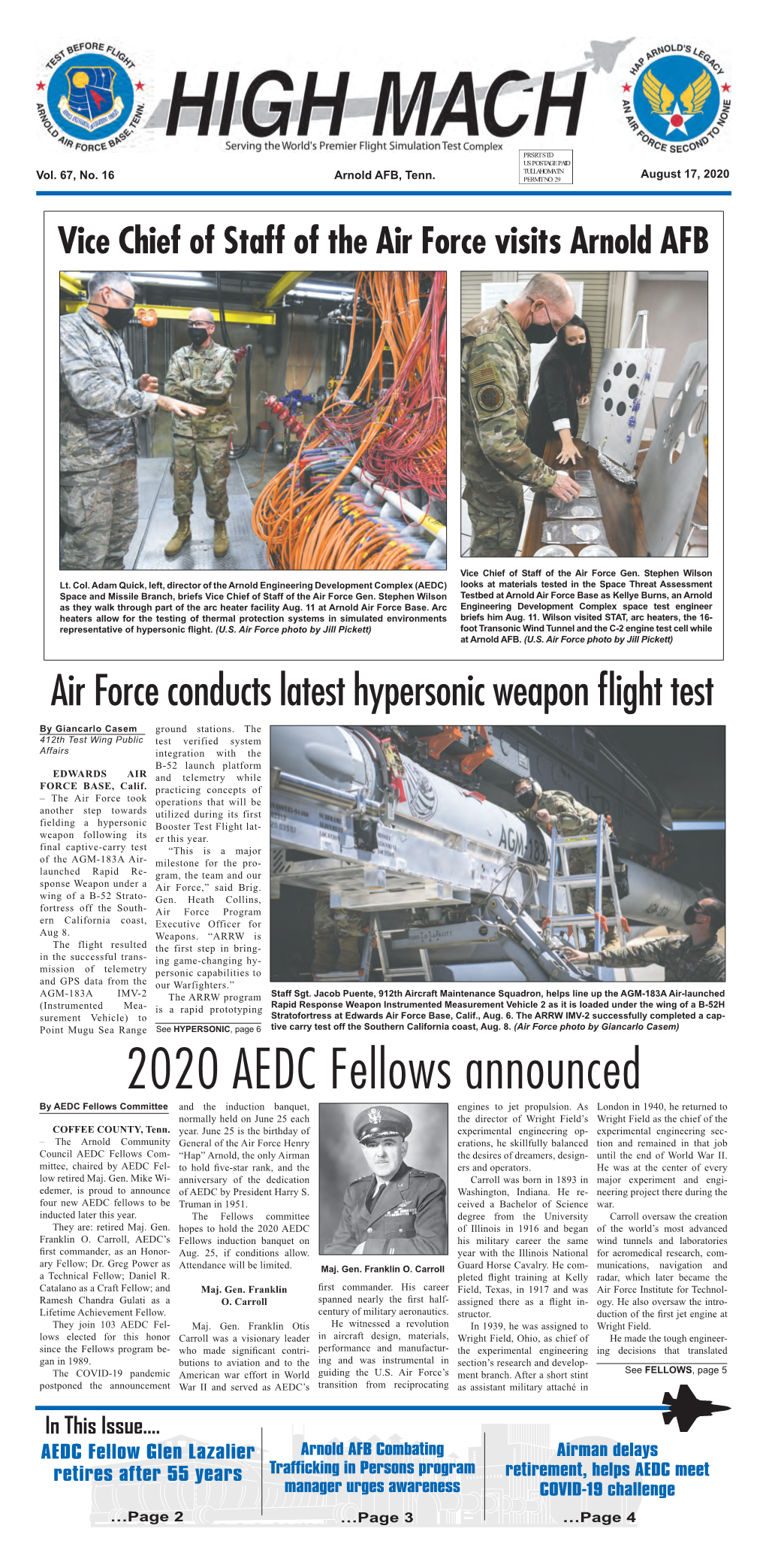 2020 AEDC Fellows Announced by AEDC Fellows Committee and the Induction Banquet, Engines to Jet Propulsion