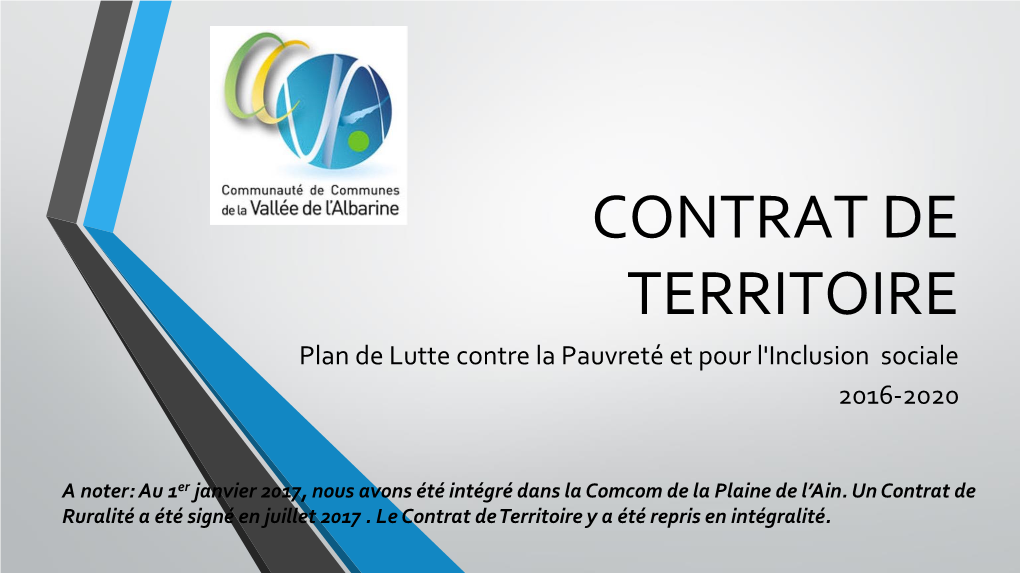 CONTRAT DE TERRITOIRE Plan De Lutte Contre La Pauvreté Et Pour L'inclusion Sociale 2016-2020