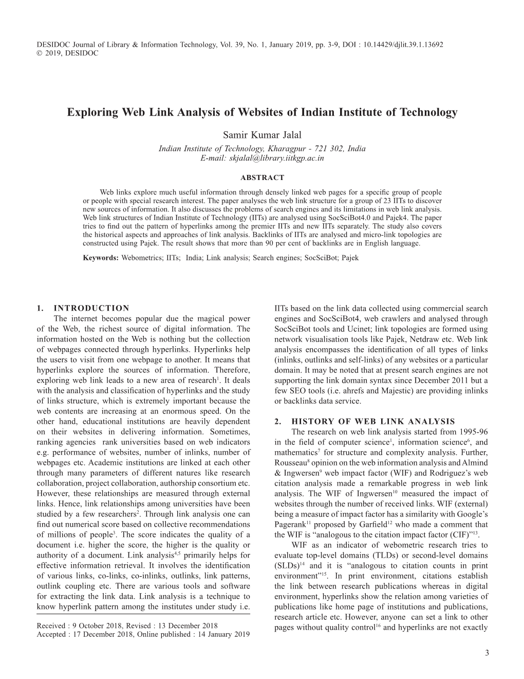 Exploring Web Link Analysis of Websites of Indian Institute of Technology